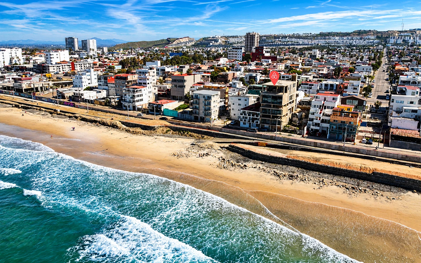 Aerial view of the Playas de Tijuana coastline
