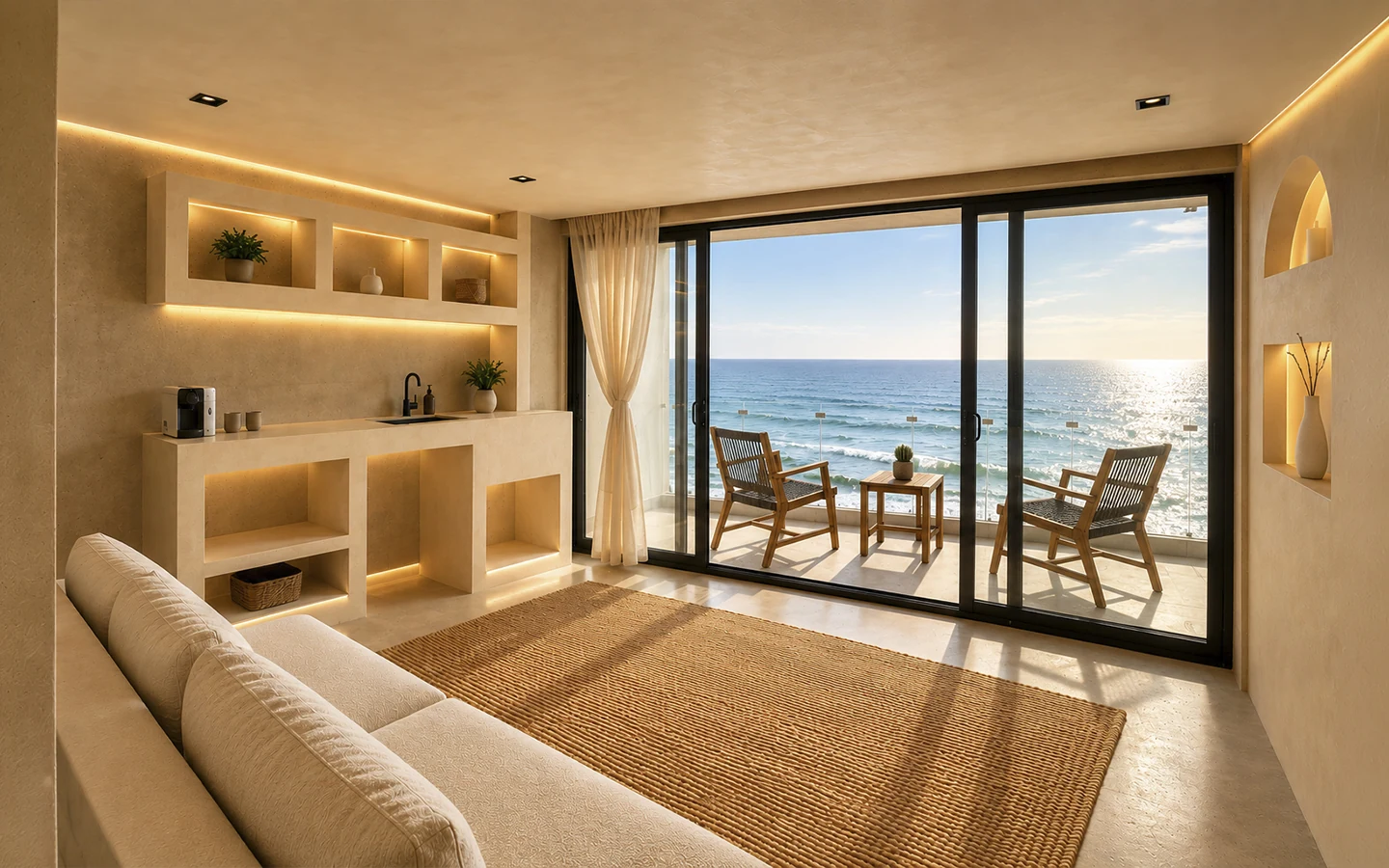 Apartment 3A living room facing the ocean